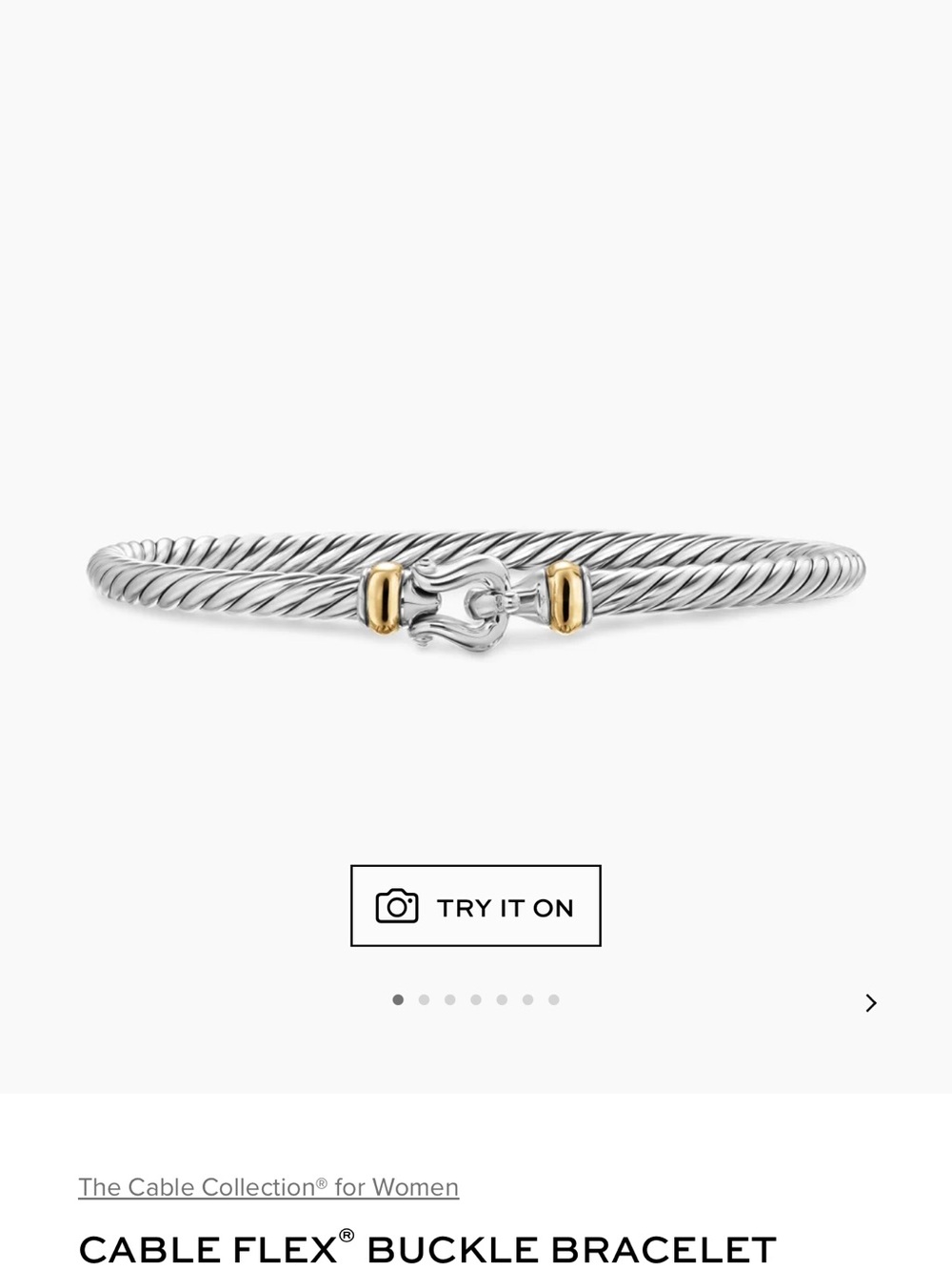 David Yurman Silver Cable Bracelet with Gold Accents